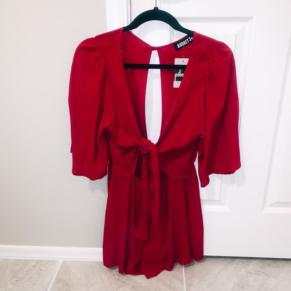 RED CROSS TIE ROMPER (PITAYA)